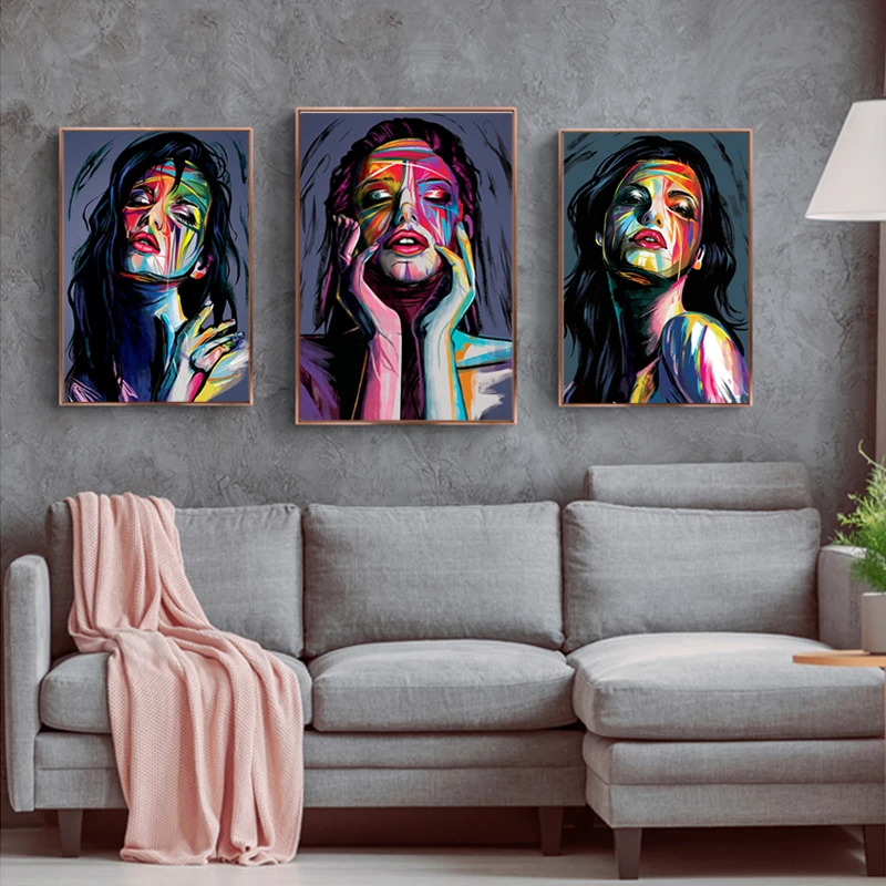 

AAHH Холст Живопись стены фотообои абстрактная картина маслом красивая женщина портрет картины для гостиной Декор