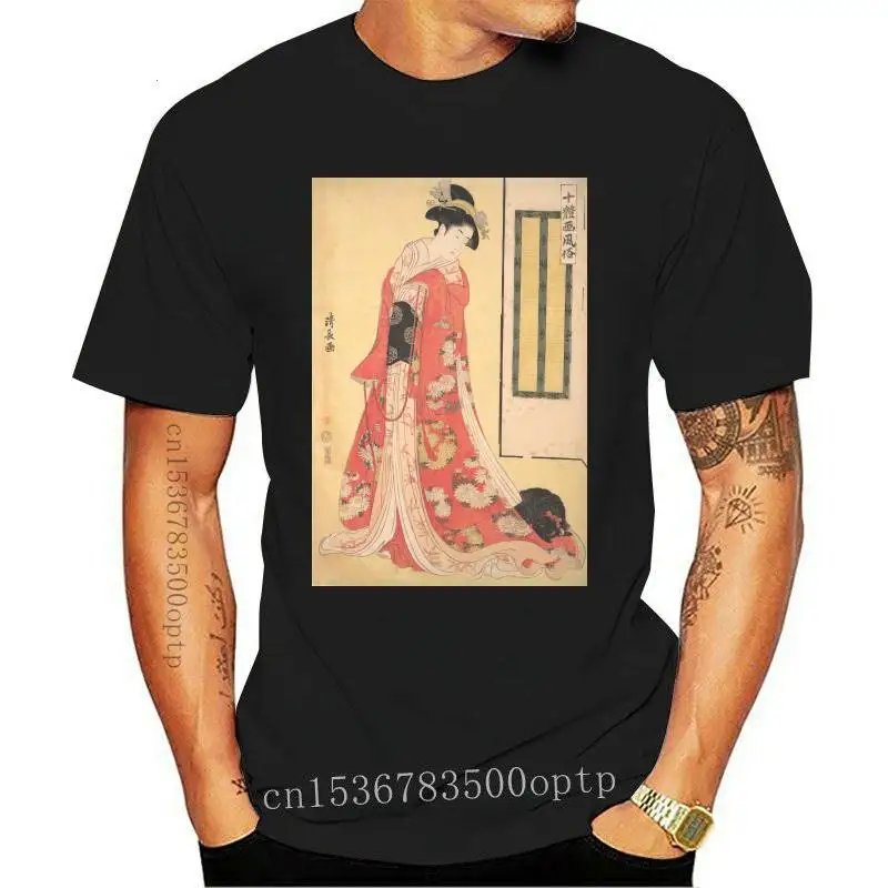 

Japanese Ukiyo-e T Shirt Woodblock Art Chin Spaniel Dog Womens Men Printed Tee