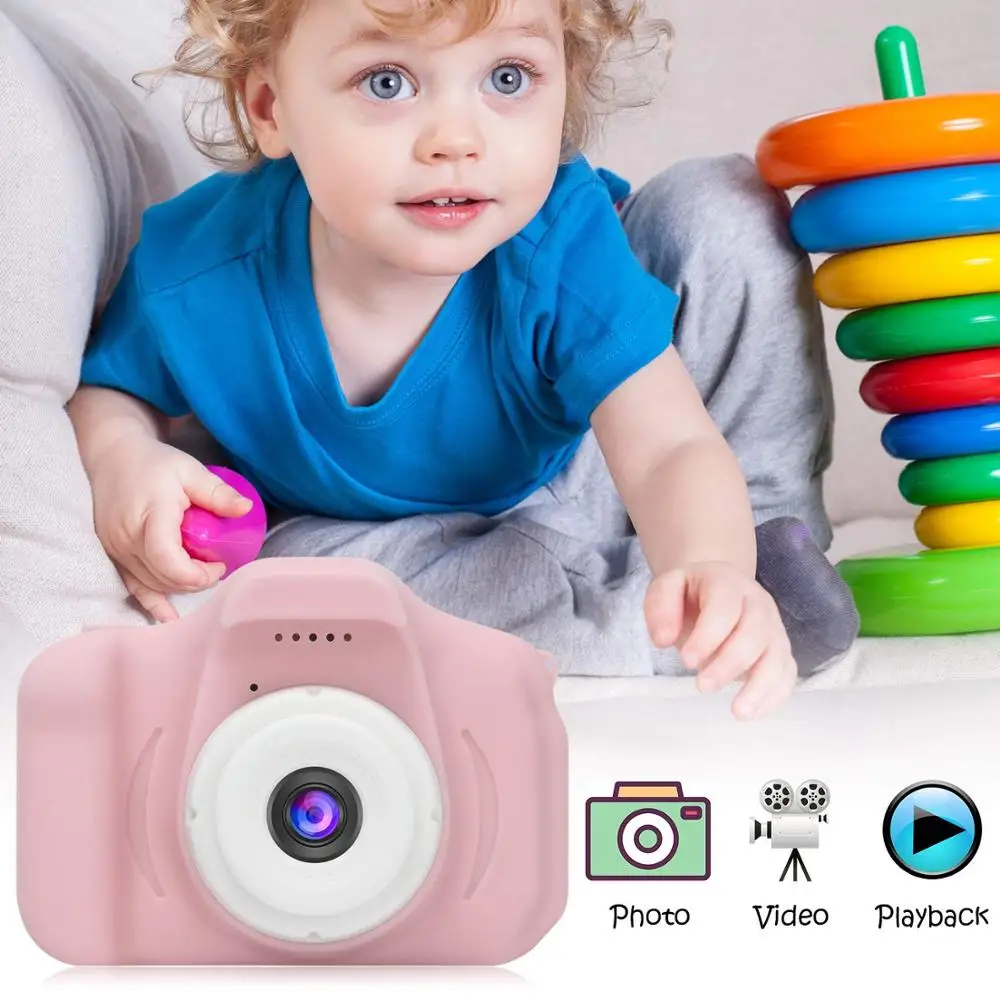 Цифровая мини камера для детей 2 дюйма HD экран перезаряжаемая мультфильм милая