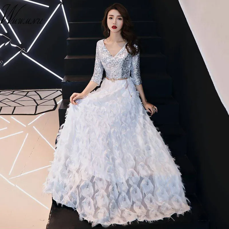 Женское длинное платье с v-образным вырезом черное кружевное вечернее