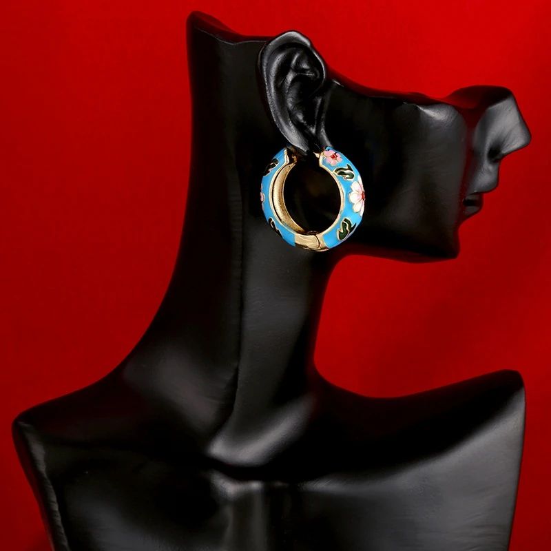 

Simple Multicolor Enamel Earrings for Woman 2021 Trend Personality Round Circle Ear Rings Femme Gift Fashion Jewelry