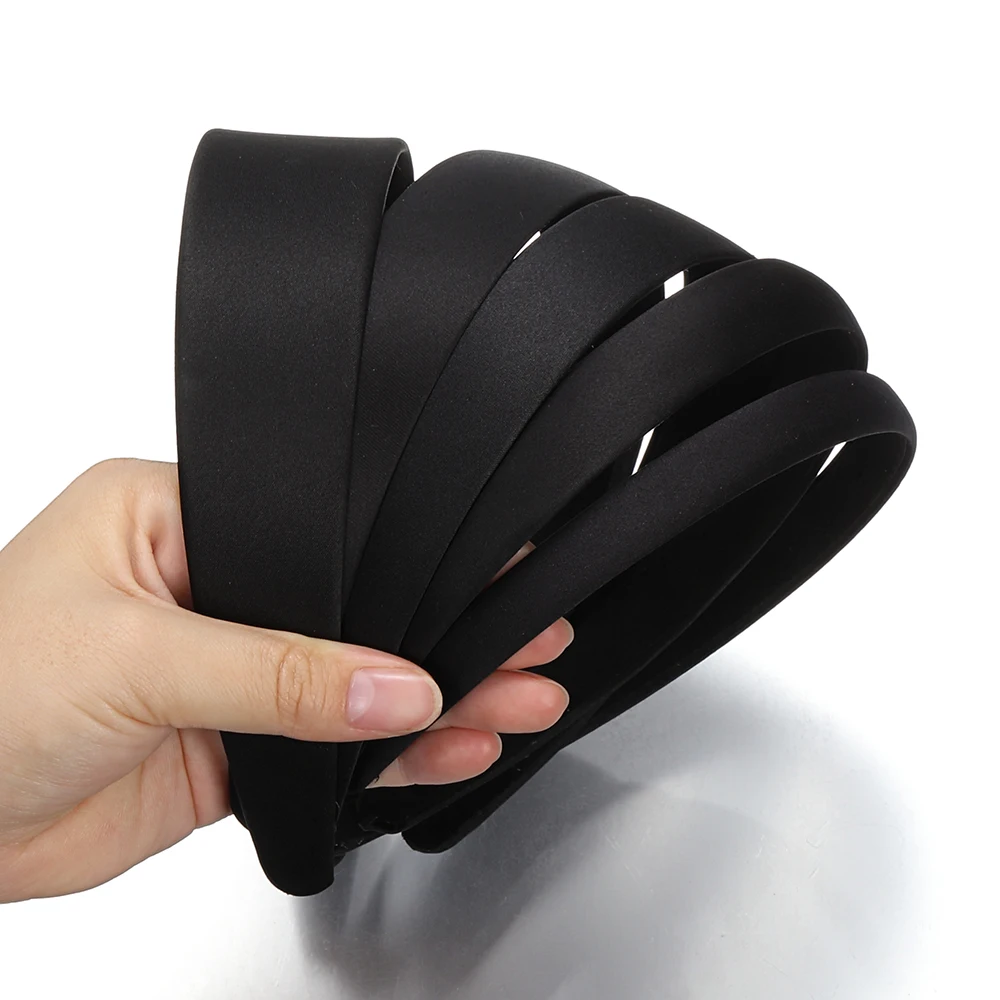 

1pc 1.5/2/2.5/3/4cm Black Fabric Covered Plastic Wide Headbands Flat Bezel Base Settings For DIY Jewelry Making Hair Accessories