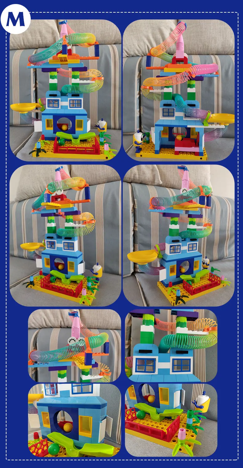 Детские блестящие 65-203 шт мраморные беговые дорожки Duplo DIY блоки игрушки строительные блоки весенние горки для детей мальчик девочка подарок на день рождения