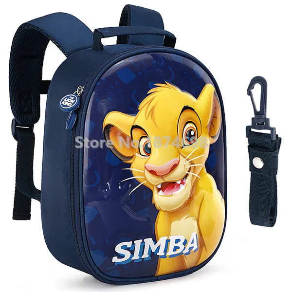 Dark Blue Рюкзак с 3D изображением короля льва Simba для мальчиков, с защитой от потери яичной скорлупы, Детский рюкзак, школьная сумка с сумкой вожжи-ходунки - Цвет: Dark Blue