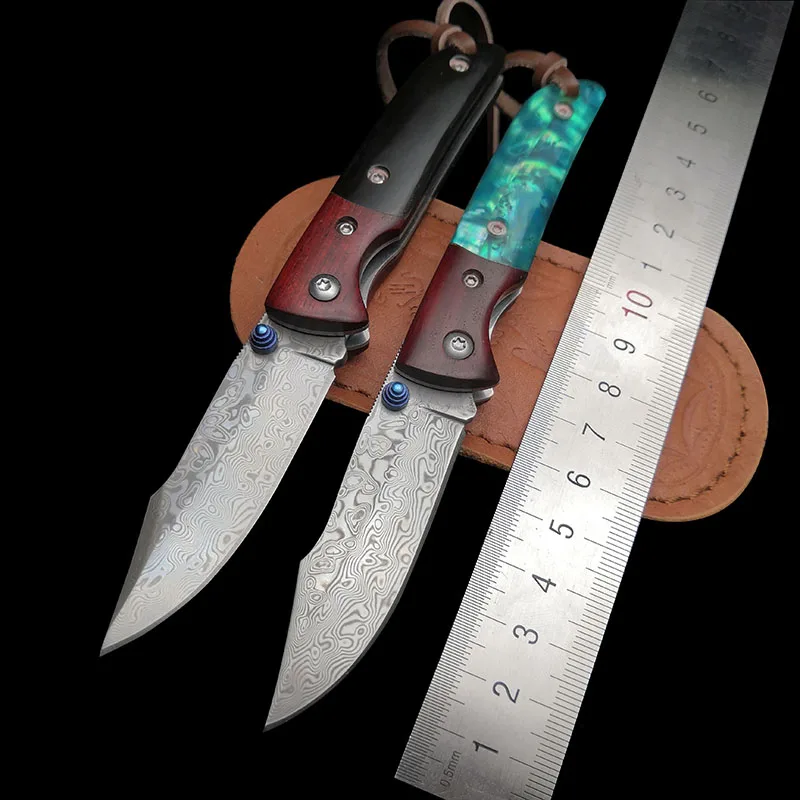 Дамасский стальной складной нож 57HRC высокой твердости военный для выживания