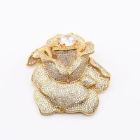 womens high quality gold rose brooch with a cz inlay and a large crystal fashion style for woman christmas gift 1 pai