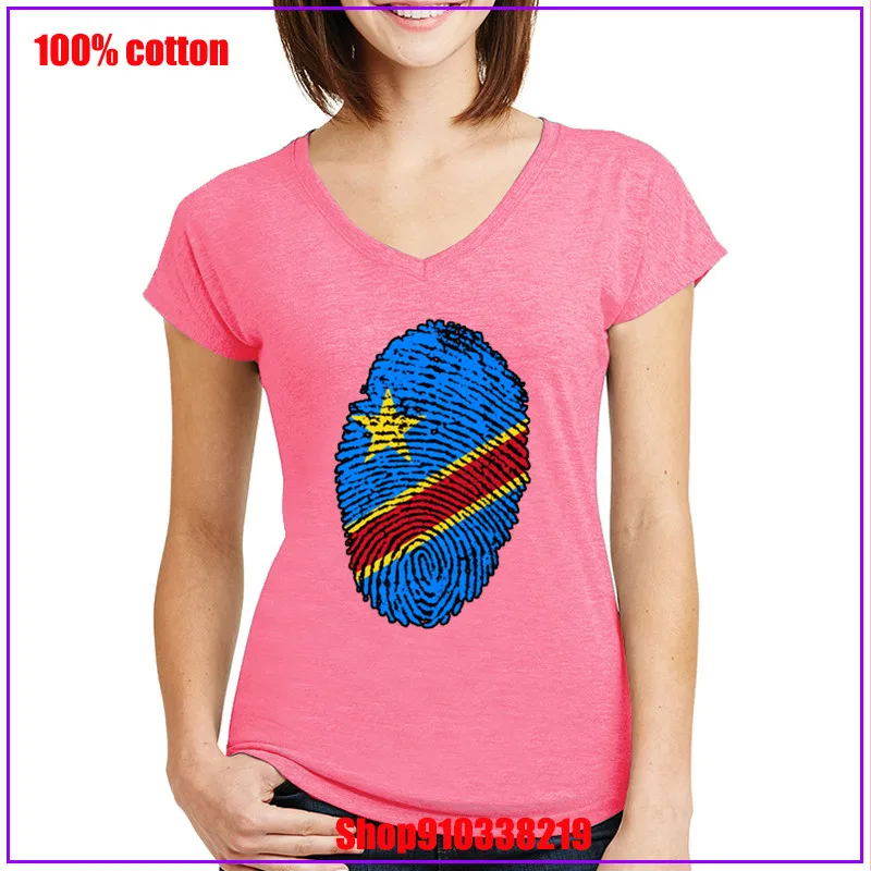 Новинка 2020 женская футболка с изображением флага Конго отпечаток пальца принтом