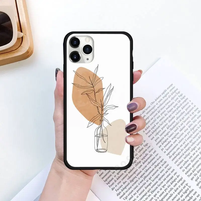 

Abstract leaves art face color Phone Cases for iPhone 6 7 11 12 Pro X XS Max XR Samsung Galaxy S A 8 9 10 20 50 Plus cover
