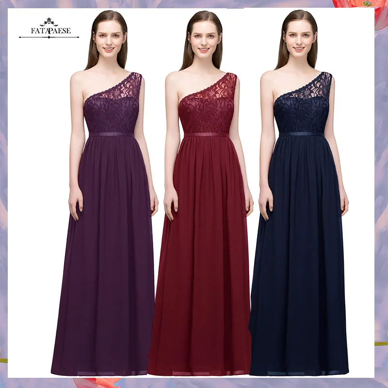 Сексуальное темно-синее кружевное коктейльное платье FATAPAESE на одно плечо, вечерние праздничные платья, платье до пола, подружка покроя