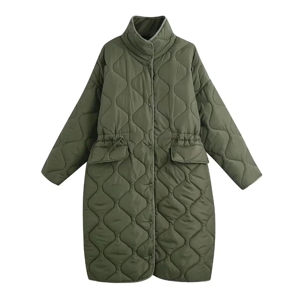 

BBWM 2021 Winter Vintage Warm ArmyGreen Cotton Clothes Female Loose Casual Streetwear Long Sleeve Parkas Chic Midi Top