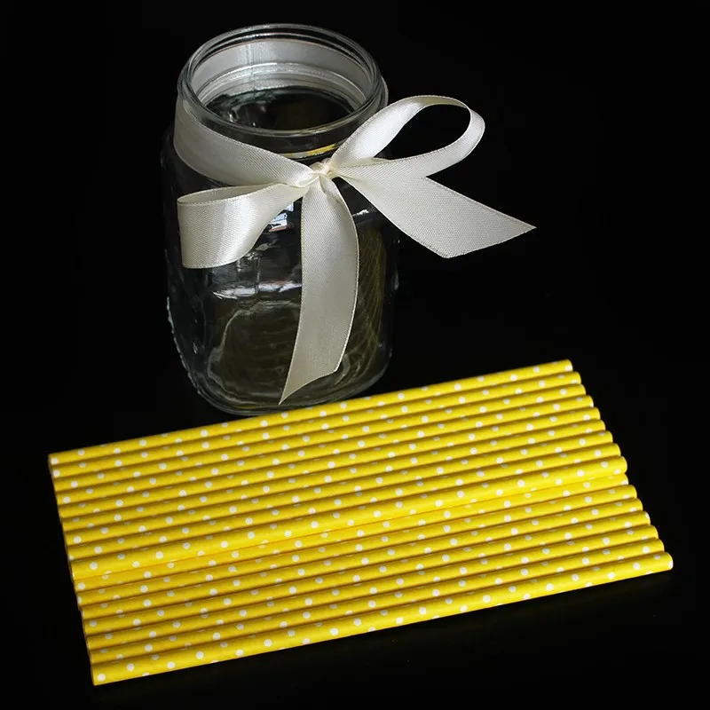 Многоразовые бумага соломинки бумажные трубочки для напитков с желтого цвета в