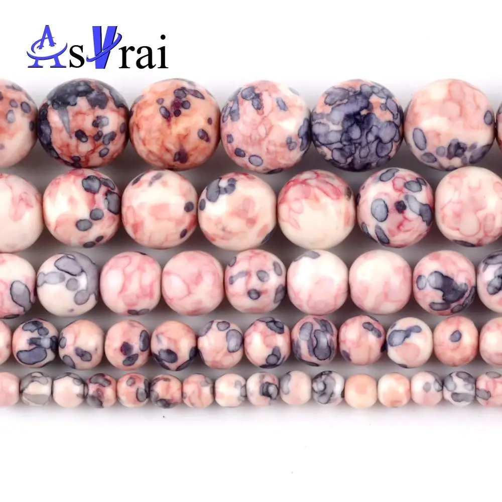 4mm-12mm Natural Light Pink Purple Strip Rain Stone Round Beads Spacer Loose For Jewelry Making Diy Bracelets Necklace 15&quot | Украшения