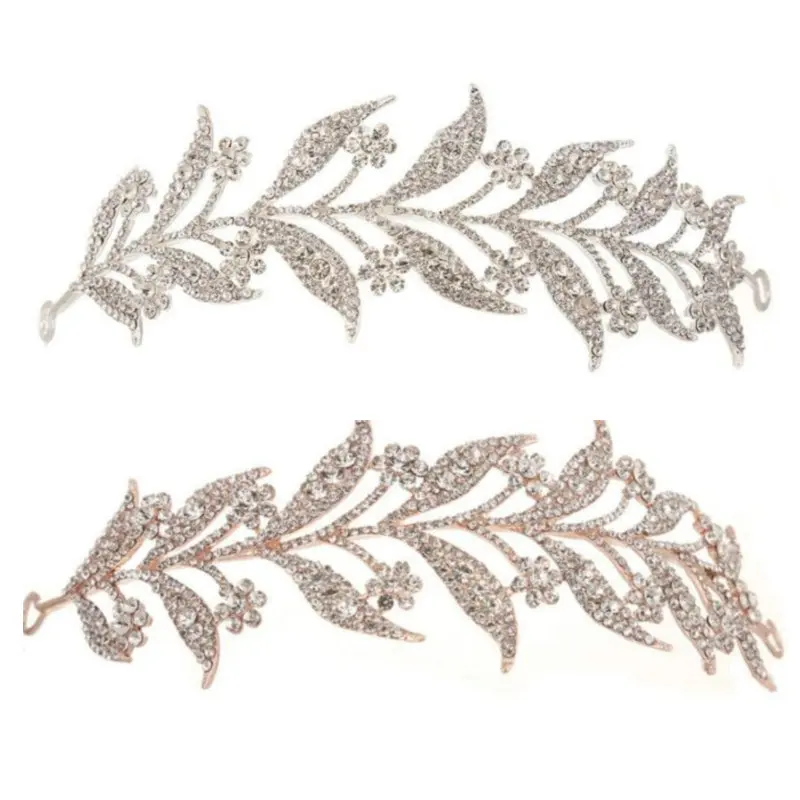 Женские свадебные тиары белые стразы с кристаллами золотистого/серебристого