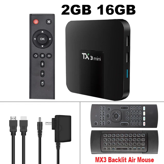 Android tv Box TX3 Мини Android 7,1 смарт-приставка 2 Гб 16 Гб Amlogic S905W четырехъядерный DDR3 H.265 4K HD WiFi IP tv медиаплеер - Цвет: 2G16G-MX3 Air Mouse