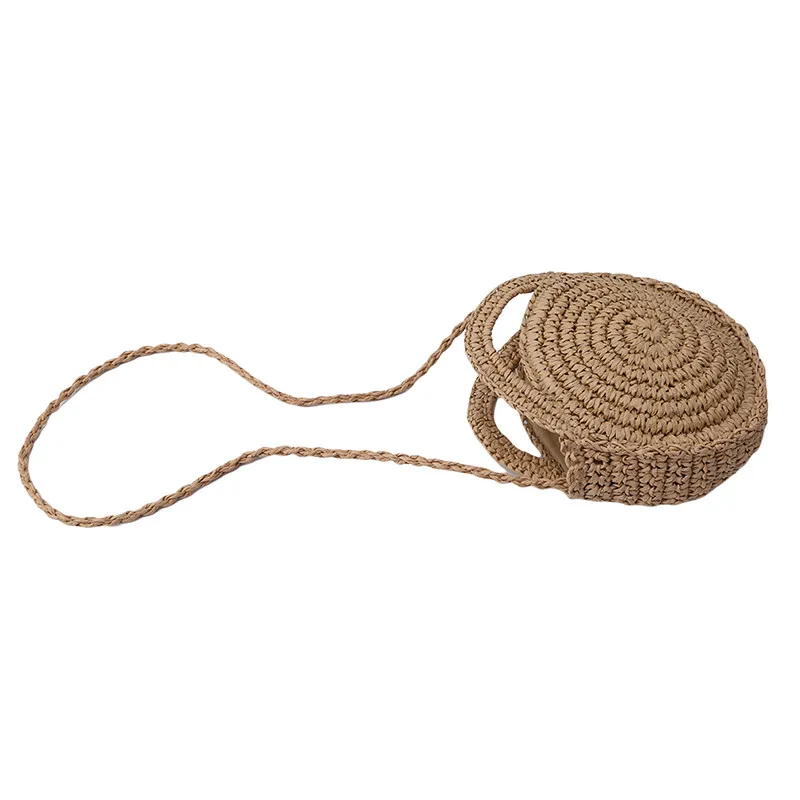 Тканая круглая соломенная сумка для хранения летняя ручная работа ретро