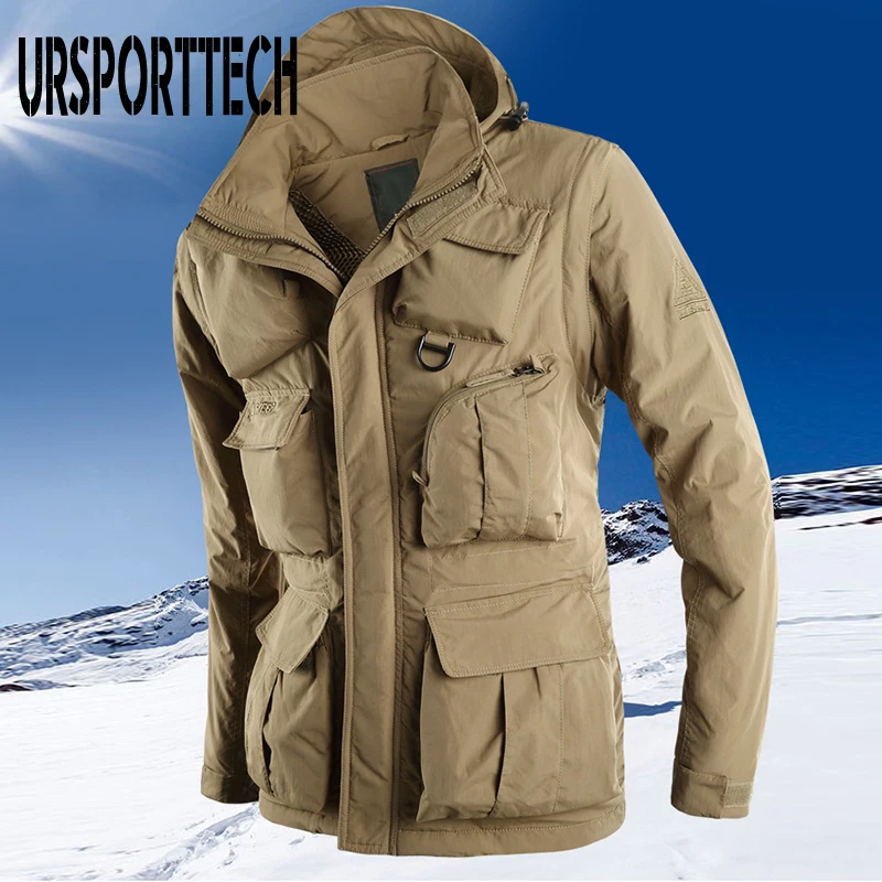 URSPORTTECH зимняя мужская куртка из плотного флиса Куртки в стиле &quotМилитари&quot