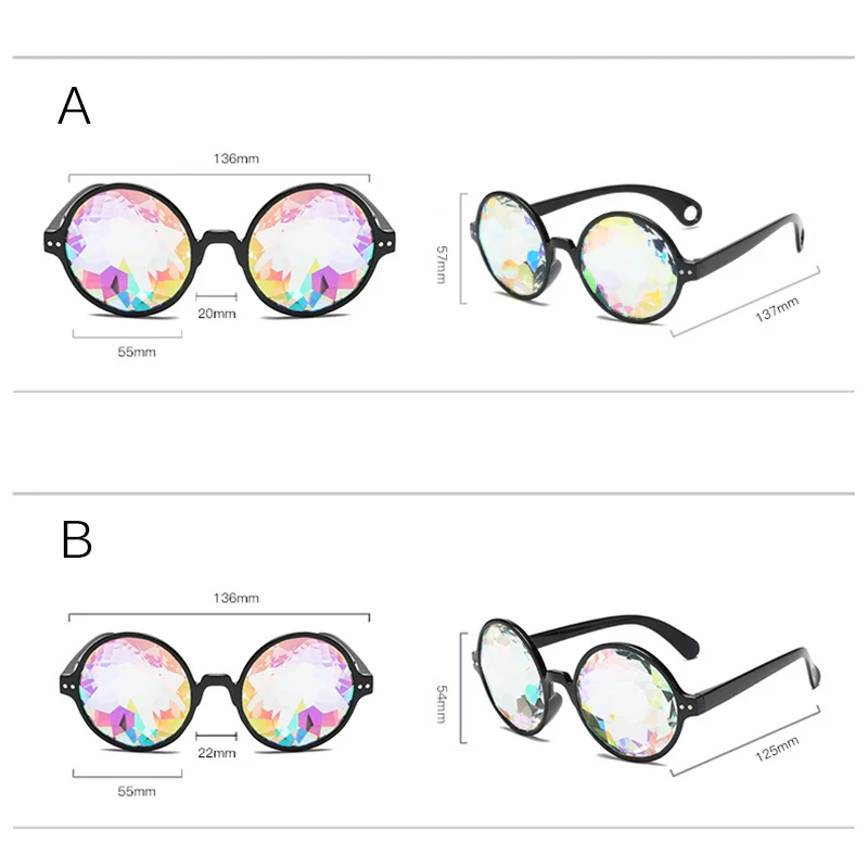 RBRARE унисекс круглые очки Rave Mosaic Crystal солнцезащитные Клубные вечерние Psychedelic Prism