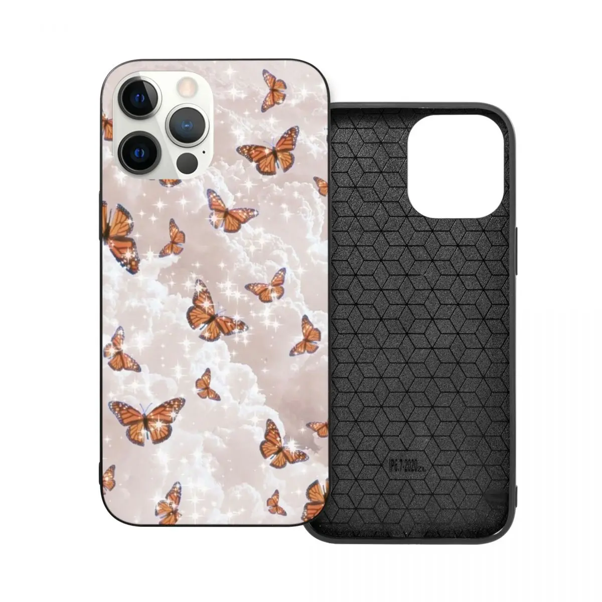

Стеклянный чехол для телефона из ТПУ с бабочками в эстетике для iPhone 12 11 Xs Xr X Pro Max Mini 7 8 Se2 Plus 6 6S