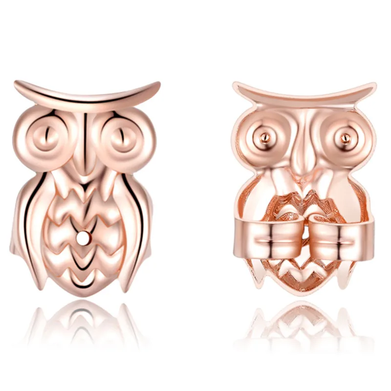 rose gold owl Новые модные серьги с маленьким медведем, поддерживающие гипоаллергенные серьги, подъемные подъемники, подходят для всех почтовых застежки для сережек - Цвет: rose gold owl