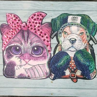 accessory printing sequin beaded large embroidery big tiger cats eagle dogs horse pig panda cartoon patches for clothing az 2