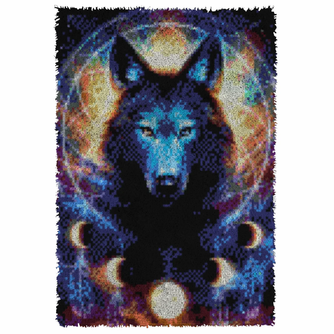 

Latch Hook Rug Kits Unfinished Crocheting Tapestry 3D Yarn Needlework Cushion Sets for Embroidery Carpet Animal Wolf