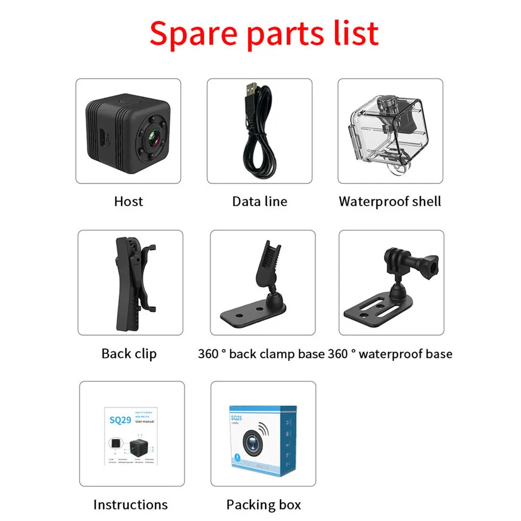 

SQ29 Mini Camera IP Camera HD WIFI Small Cam Video Sensor Night Vision Waterproof Shell Camcorder Micro Camera DVR Motion