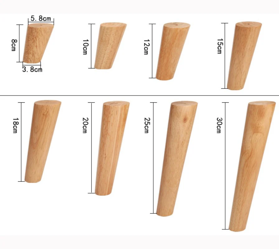 

4pcs/lot Oak Solid Wooden Furniture Legs Feet TV coffee Table Bed Sofa Level Feet with metal plates Cabinet Legs Multi-size B518