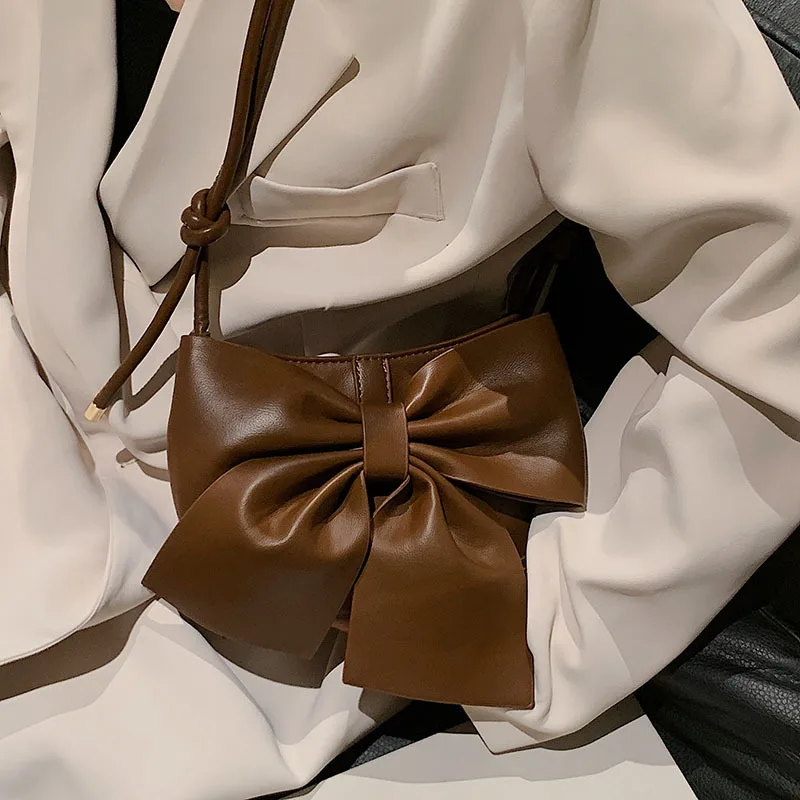 

Autumn/winter 2021 New Texture Bag Bag Lady Bowknot Joker Ins Oblique Satchel Brim Little Single Shoulder Bag