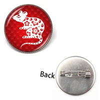 retro hot sale chinese zodiac pattern badge rat year cowboy rabbit dragon 12 bronze glass brooch charm birthday gift pin