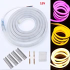 12 В постоянного тока RGB светодиодная неоновая лампа 120 светодиодный sm Водонепроницаемая гибкая светодиодная неоновая полоса 5050 2835 желтаябелаятеплая белаясиняязеленаяРозовая лампа