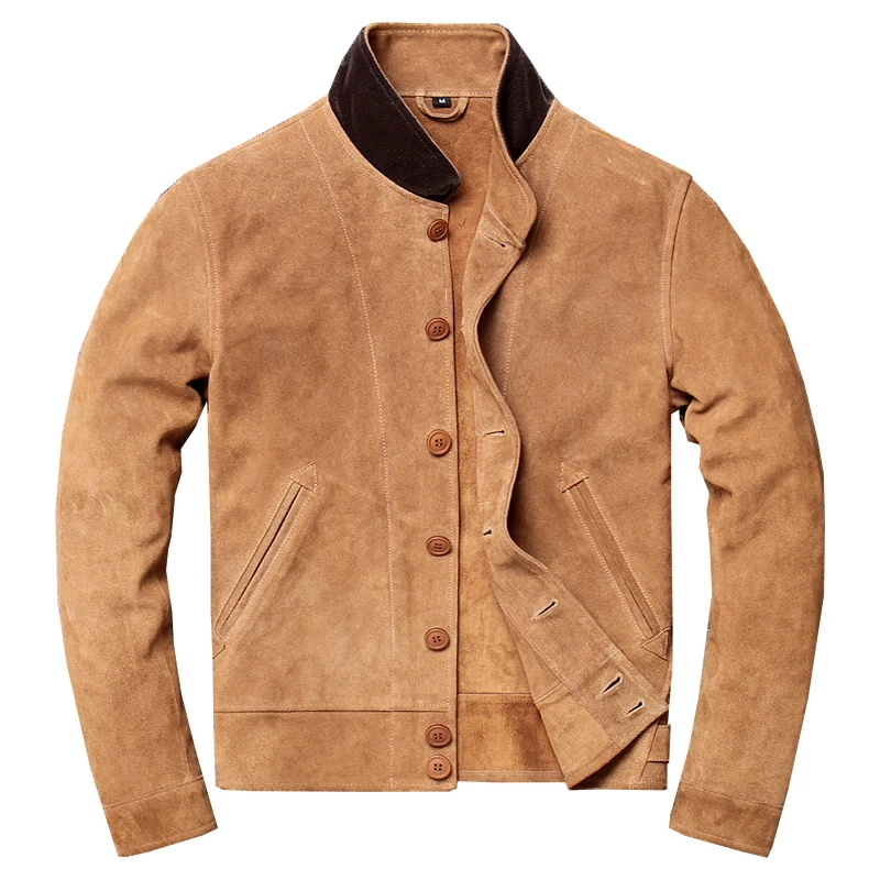

Classical Motocycle Jackets Men Leather Jacket 100% Natural Cow Suede Skin Slim Moto Jacket Man Casual Biker Coat Male Clothes