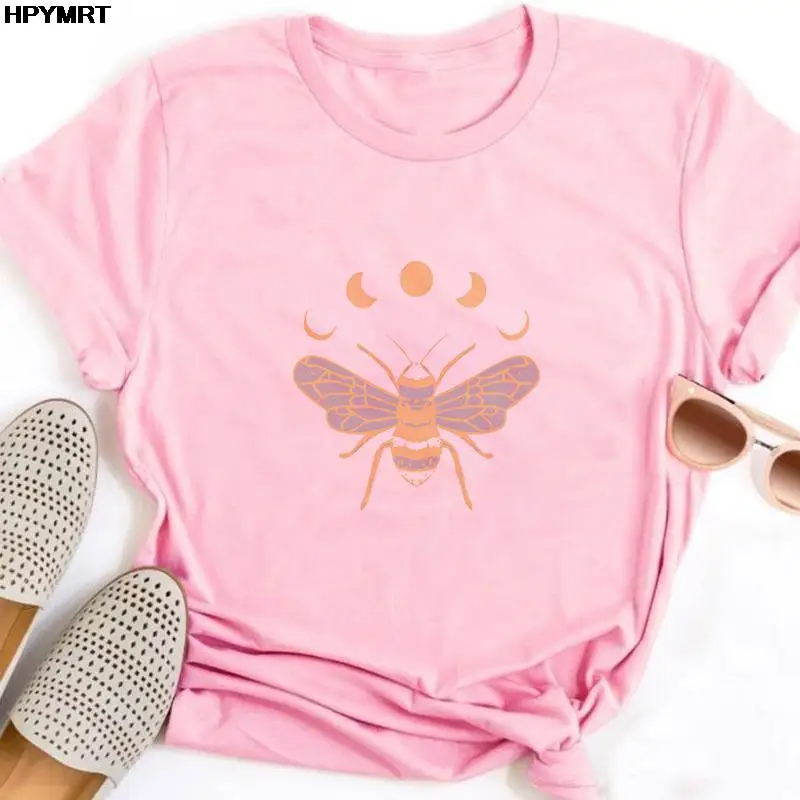

Женская футболка с принтом пчелы, Повседневная модная трендовая одежда в стиле 90-х, футболка с графическим принтом, топы, женская футболка с ...