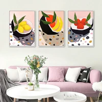abstract nordic fresh fruit poster kitchen canvas painting wall art decor lemon apple banana picture for dining room home decor