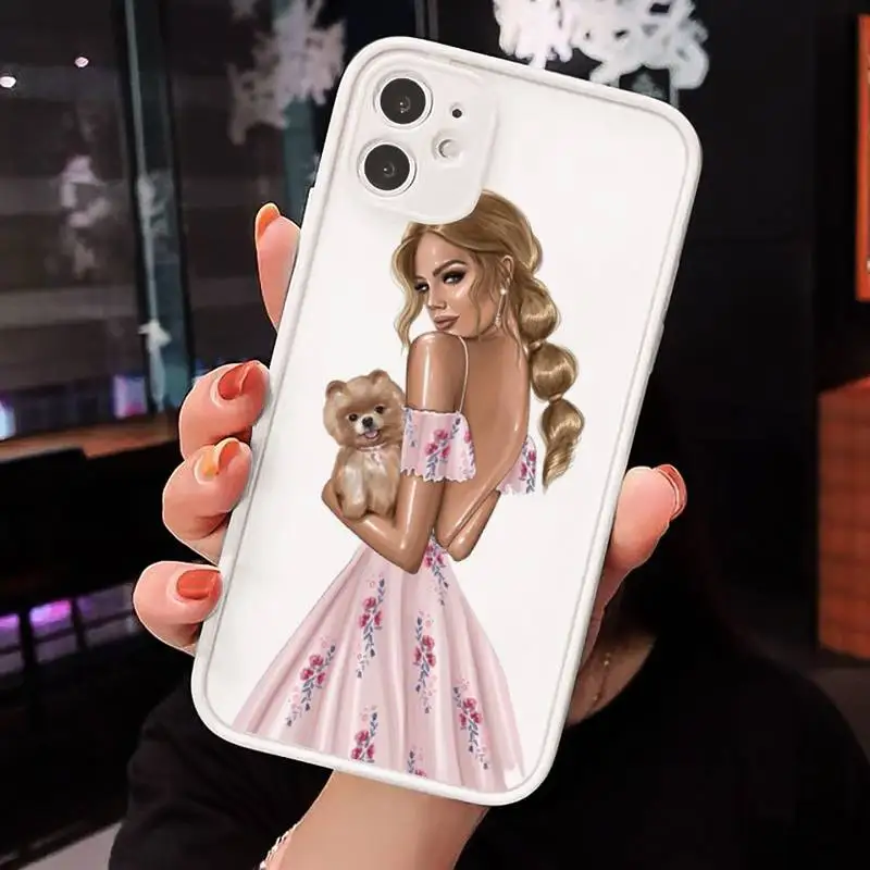 

VOGUE Christmas Princess Girl Female Phone Case Clear matte transparent For white iPhone 7 8 x xs xr 11 12 pro plus max mini