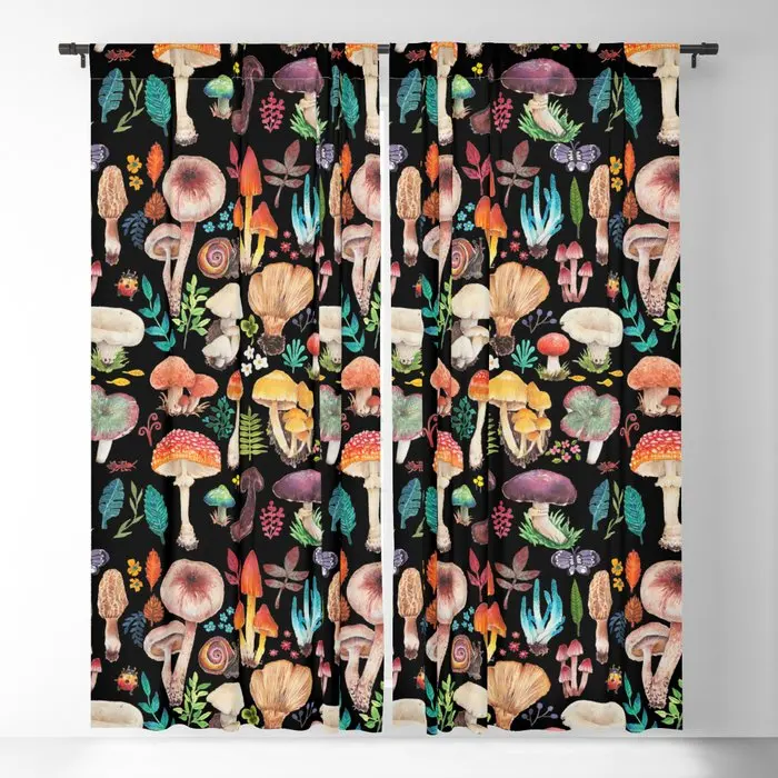 

Mushroom Heart Blackout Curtains 3D Print Window Curtains For Bedroom Living Room Decor Window Treatments