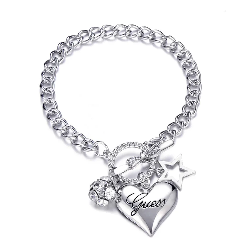 Очаровательные браслеты в виде большого сердца для женщин золотого и