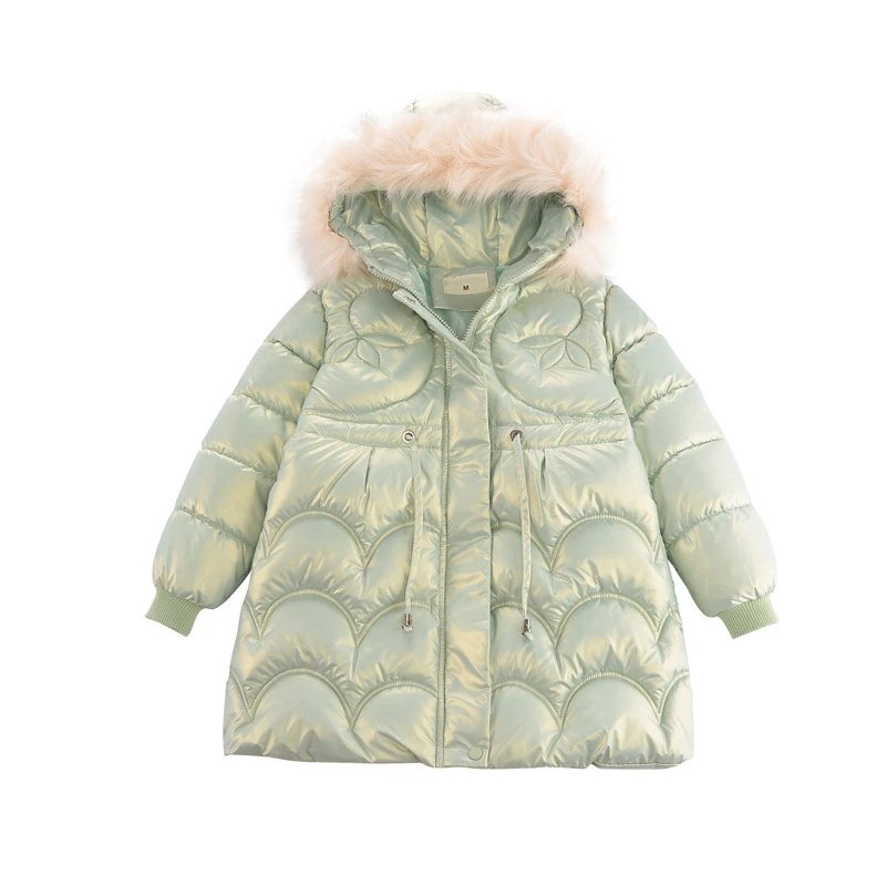 Arco para Baixo Jaqueta para Adolescente Quente com Capuz Bebê Crianças Meninas Roupas Inverno Nova Moda Mid-length Engrossar Infantis 2022