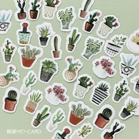 45 pcspack touch of green cactus stickers diy decorative sealing stickers