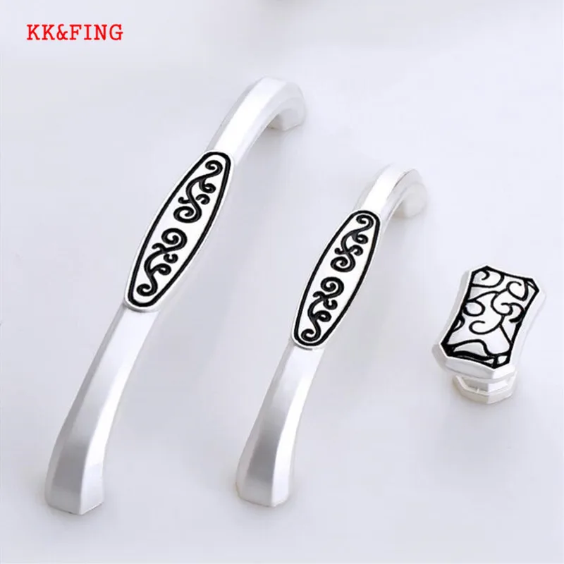 KK & FING Draw черные матовые Серебристые ручки для шкафа из цинкового сплава кухонные