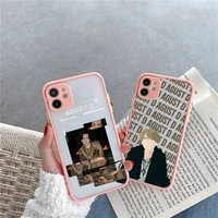 agust d suga kpop phone case pink matte transparent for iphone 7 8 x xs xr 11 12 pro plus max mini clear funda