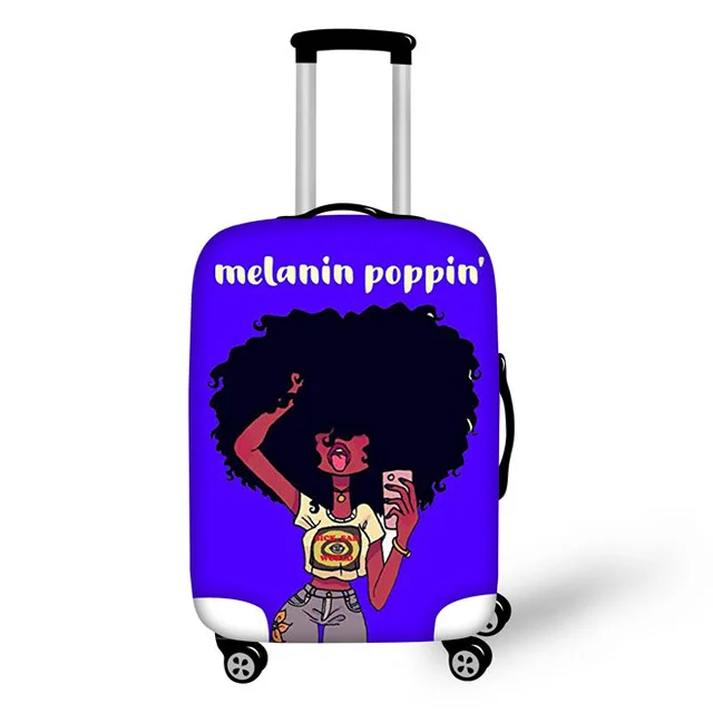 Чехол для багажа ELVISWORDS Afro Girl, водонепроницаемый чехол для путешествий, чехол для костюма, багажные бирки, портативный Эластичный Защитный чехол для костюма - Цвет: YQ4006