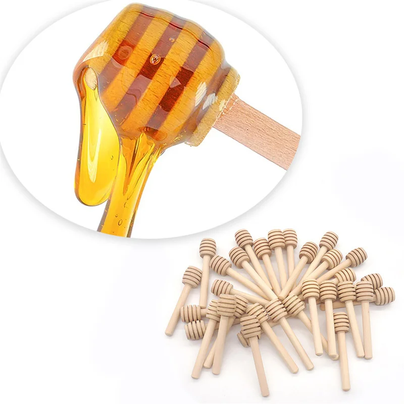 10/50/100pcs Practical Honey Mixing Stick Jar Spoon Long Handle Wood Stir Bar Supplies Coffee Milk Tea Kitchen Tool 70% - купить по