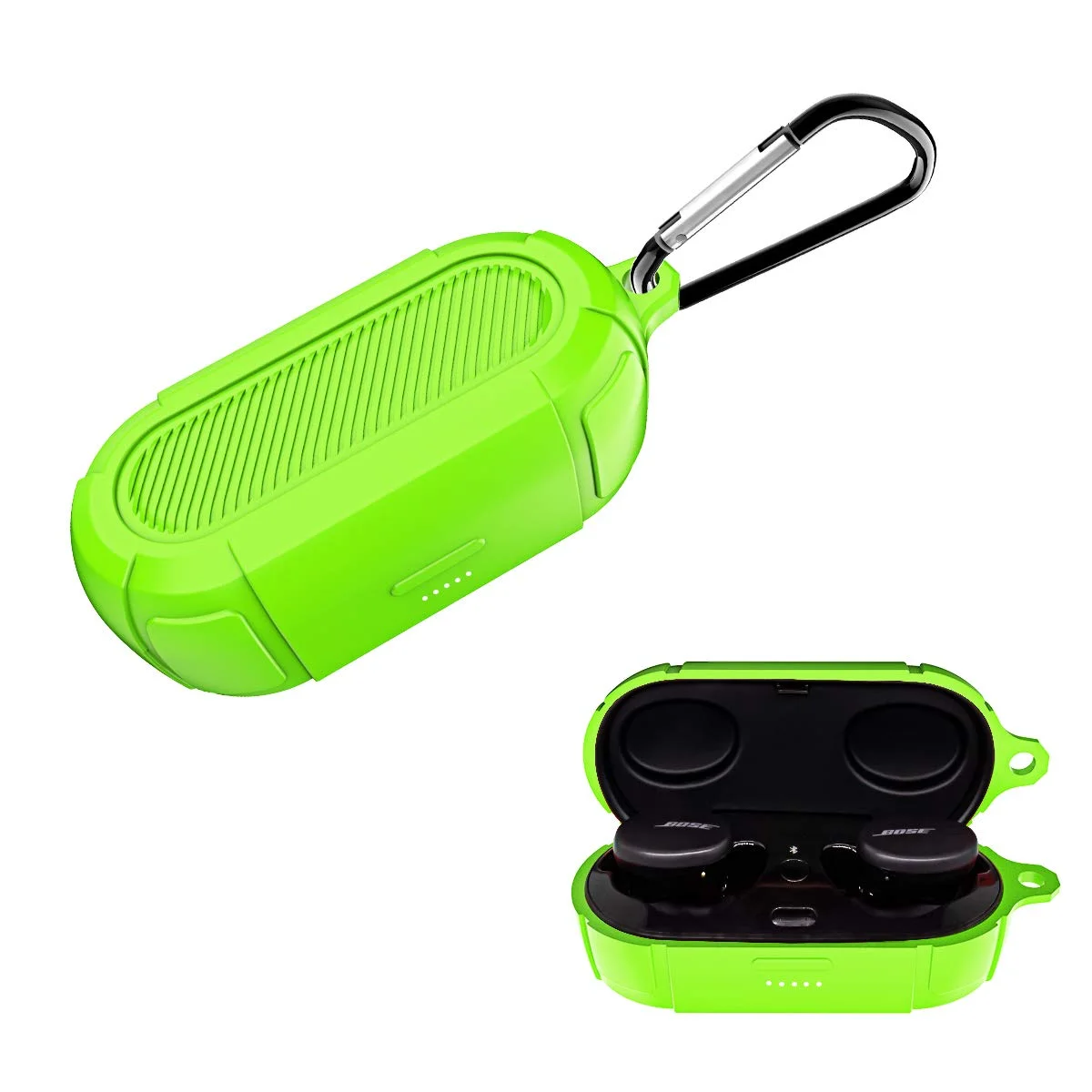 

Silicone Protective Cover Front LED Visible Case Skin Designed for Bose Sport Earbuds True Wireless Earphones with Keychain