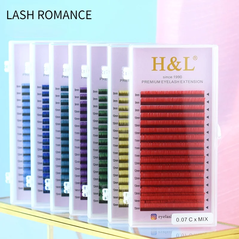 

Color Lashes Violet Blue Brown Green Red White Pink Yellow Eyelash Extensions Individual Colored Eyelashes False Mink Eyelashes