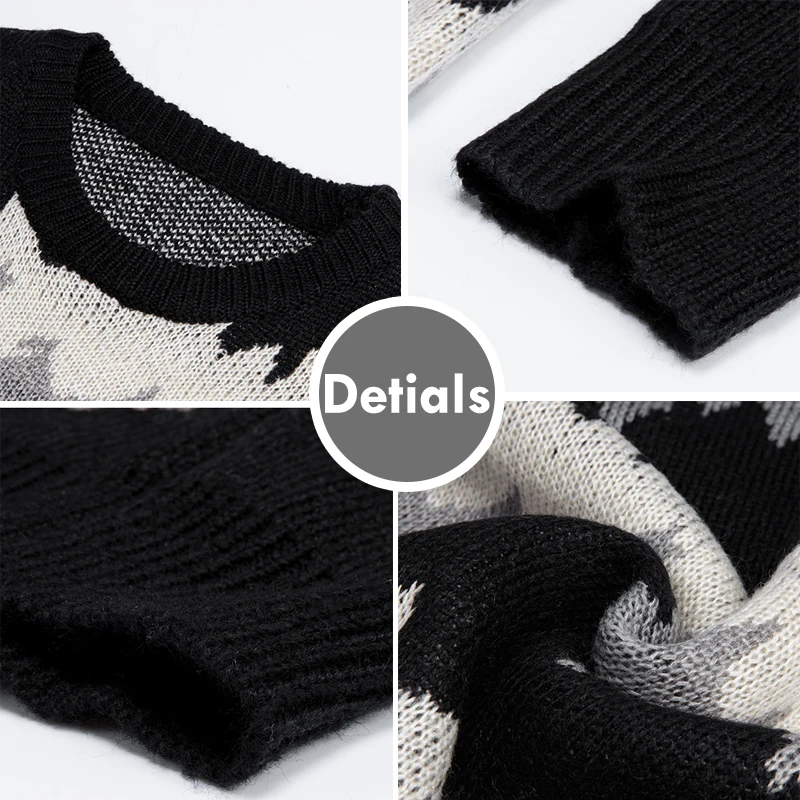 Мужской свитер в уличном стиле ретро с волнистым узором Осень-зима 2021 новый