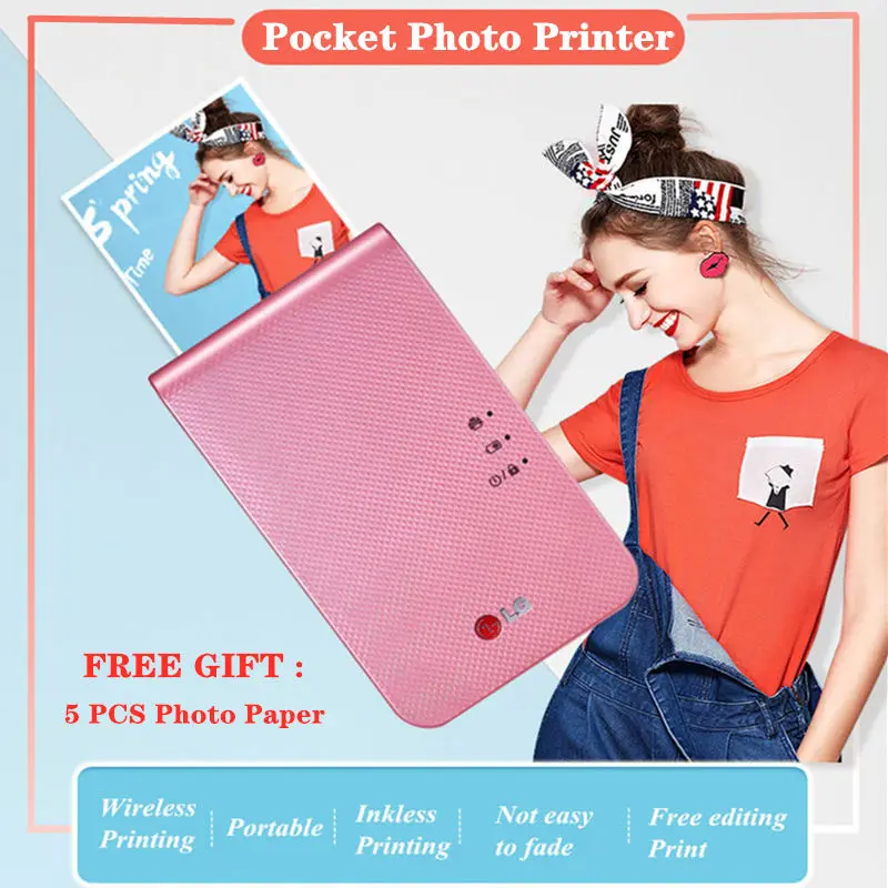 Домашний цветной фотопринтер Мини Портативный Карманный печать без чернил Bluetooth