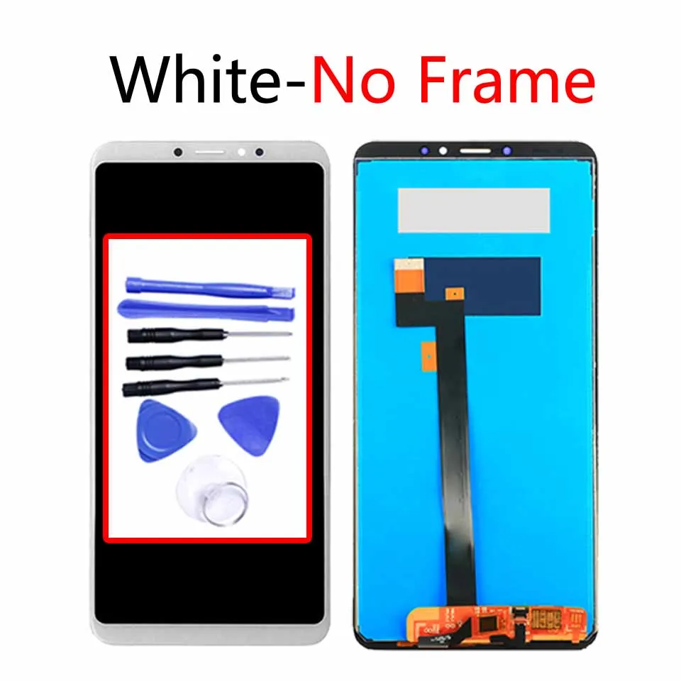 White-No frame 6," дисплей для Xiaomi Max 3 lcd сенсорный экран дигитайзер с рамкой Замена для Xiaomi Max3 дисплей в сборе - Цвет: White-No frame