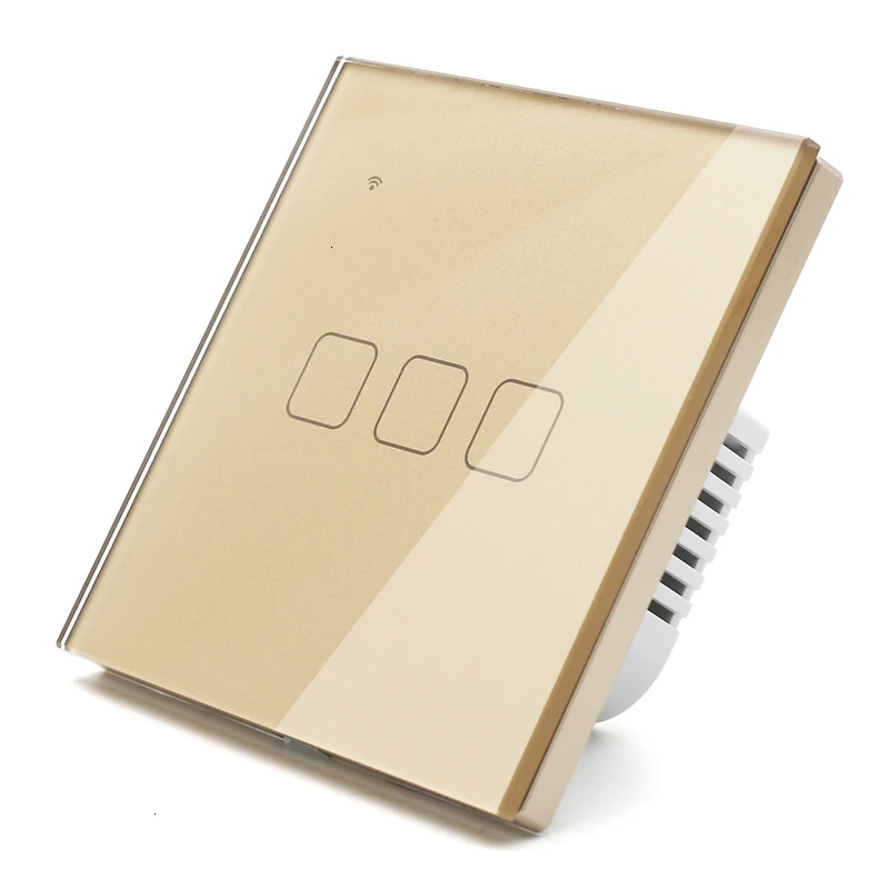 WIFI сенсорный светильник настенный выключатель Золотое стекло синий светодиод