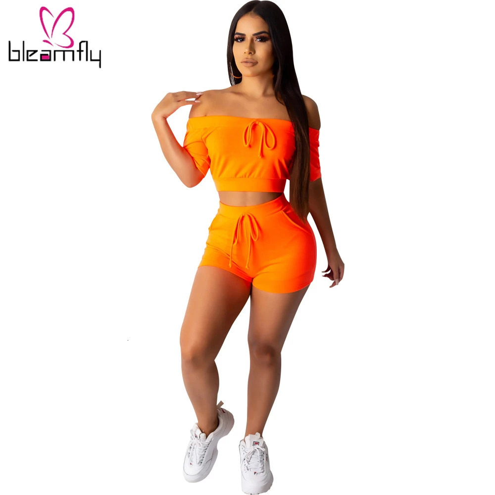 2019 женский летний короткий топ с вырезом лодочкой и открытыми плечами шорты