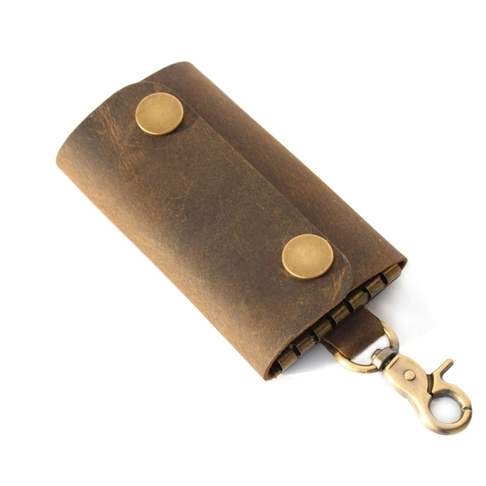 Ручная работа держатель для ключей из натуральной кожи Крейзи Хорс бычья кожа